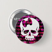 Roze Bow Skull Ronde Button 5,7 Cm (Voorkant /achterkant)