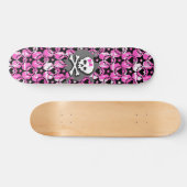 Roze Bow Skull Skateboard (Horizontaal)