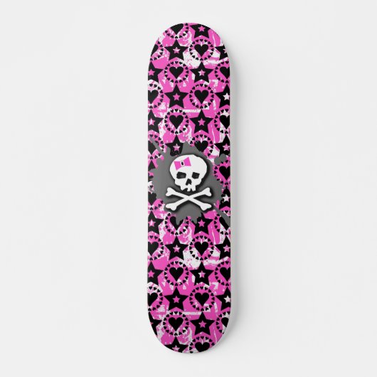 Roze Bow Skull Skateboard (Voorkant)