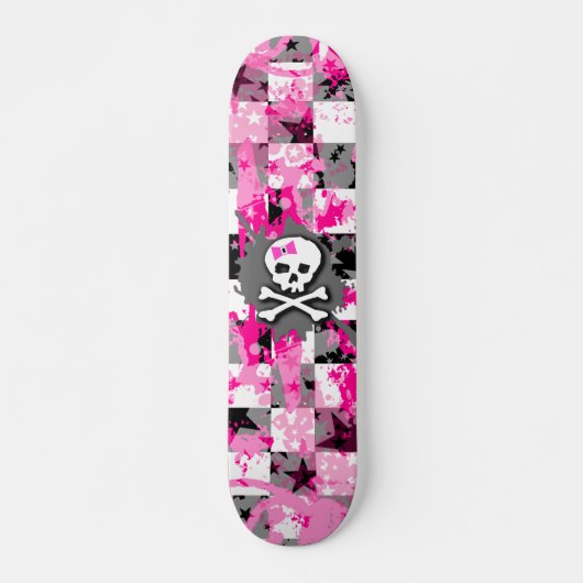 Roze Bow Skull Skateboard (Voorkant)