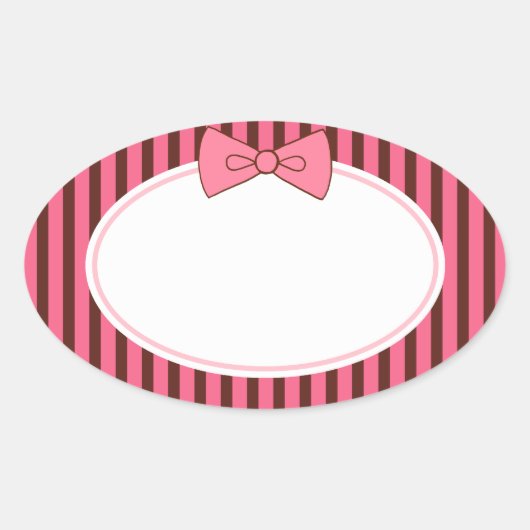 Roze bow-stickers ovale sticker (Voorkant)