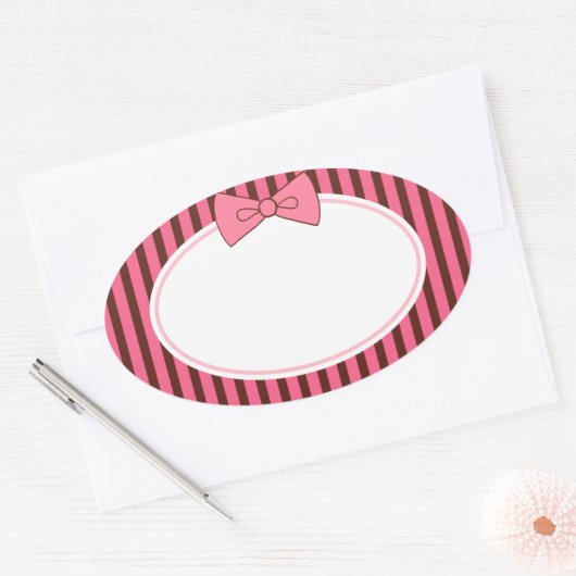 Roze bow-stickers ovale sticker (Envelop)