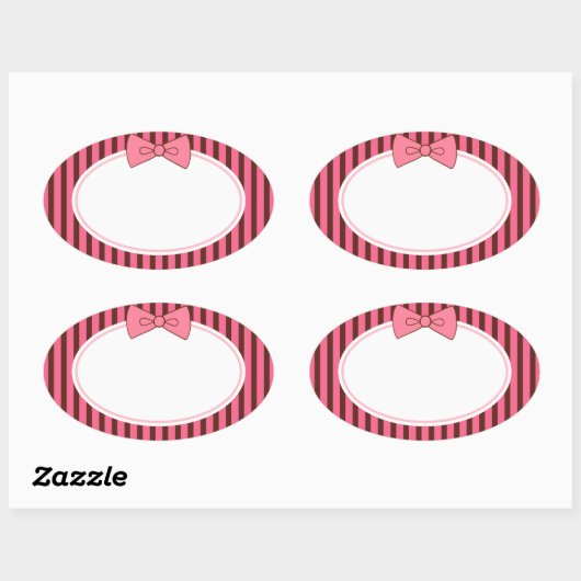 Roze bow-stickers ovale sticker (Vel)
