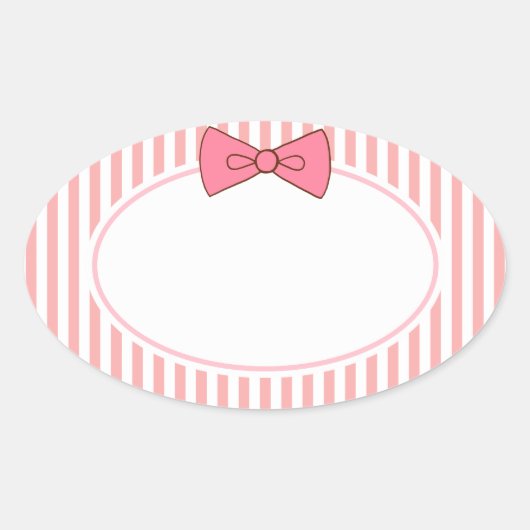 Roze bow-stickers ovale sticker (Voorkant)