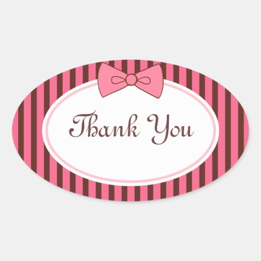 Roze bow-stickers ovale sticker (Voorkant)