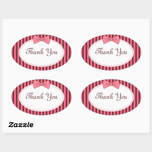 Roze bow-stickers ovale sticker (Vel)