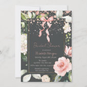 Roze Bow Stippen Rozen Roos Goud Vrijgezellenfeest Kaart (Voorkant)