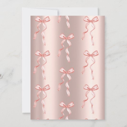 Roze Bow Stippen Rozen Roos Goud Vrijgezellenfeest Kaart (Achterkant)