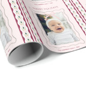 Roze Bow Stripes Fotovakantie Cadeaupapier (Rol Hoek)