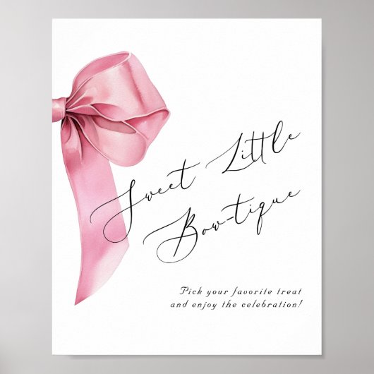 Roze Bow Sweet Little Bostique Zoete tafel Poster (Voorkant)