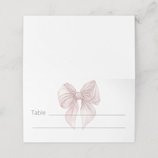 Roze Bow Table Plaatskaartje (Buitenkant ongevouwen)