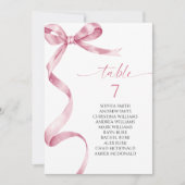 Roze Bow Tafel Nummer Zitting Grafiek Kaart (Voorkant)