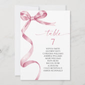 Roze Bow Tafel Nummer Zitting Grafiek Kaart (Achterkant)