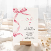 Roze Bow Tafel Nummer Zitting Grafiek Kaart