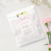 Roze Bow Toile Beer Baby shower Meisje Bedankzakje (Gezegeld)