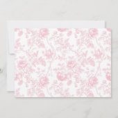 Roze Bow Toile Chinoiserie 1e Verjaardag Foto Kaart (Achterkant)