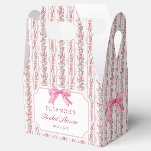 Roze Bow Toile Coquette Vrijgezellenfeest Bedankdoosjes (Geopend)