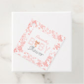 Roze Bow Toile de Jouy Floral Baby shower Bedankjes Labels (In situ)