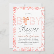 Roze Bow Toile de Jouy Floral Baby shower