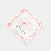 Roze Bow Toile de Jouy Floral Baby shower Servet (Hoek)