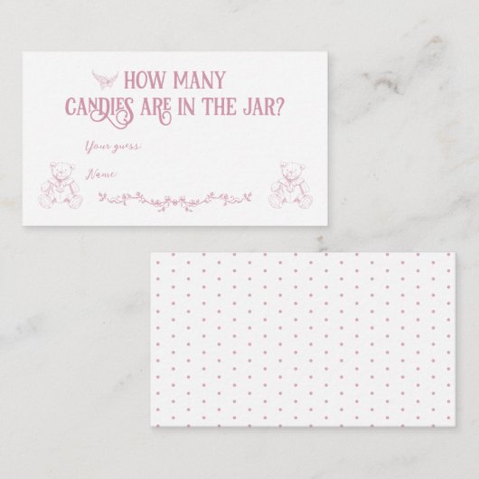 Roze Bow Toile Floral Nurse Baby shower Game Informatiekaartje (Voorkant / Achterkant)