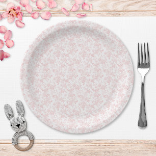 Roze Bow Toile Meisje Baby shower Papieren Borden Bordje