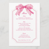 Roze Bow Toile Ribbon Vrijgezellenfeest Menu (Voorkant)
