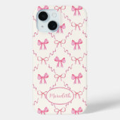 Roze Bow Trellis Coquette Patroon Case-Mate iPhone Case (Achterkant)
