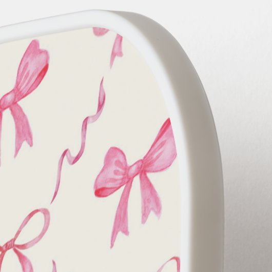 Roze Bow Trellis Coquette Patroon Pickleball Paddle (Links Detail)