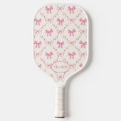 Roze Bow Trellis Coquette Patroon Pickleball Paddle (Achterkant)