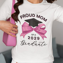  Roze Bow Trots Moeder van Afstuderen T-shirt