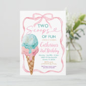 Roze Bow Twee schepjes van leuke verjaardag meisje Kaart (Staand voorkant)