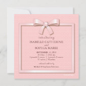 Roze Bow Twin Girls Baby Foto geboorteaankondiging Aankondiging (Achterkant)