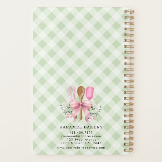 Roze Bow Utensils & Green Gingham Planner Notitieb (Achterkant)