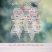 Roze Bow Valentijn Hart Zitting Grafiek Acryl Acryl Bord (Neutraal)