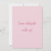 Roze Bow Verjaardag Meisjes Uitnodiging (Achterkant)