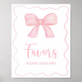 Roze Bow Verjaardagsfeest Voorkeur Teken Poster (Voorkant)