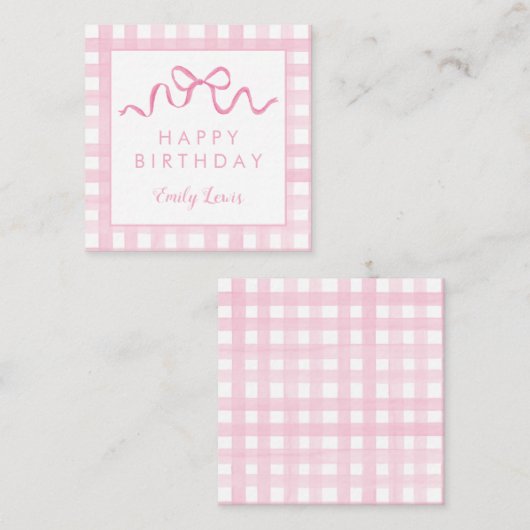 Roze Bow Verjaardagsverblijf Kaarten (Voorkant / Achterkant)