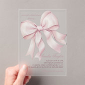 Roze Bow Vrijgezellenfeest Acryl Uitnodigingen (Insitu (Draagbaar))