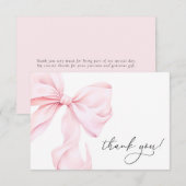 Roze Bow Vrijgezellenfeest Bedankkaart (Voorkant / Achterkant)