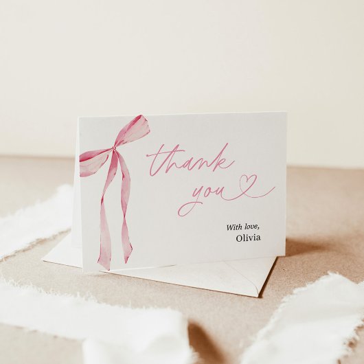 Roze Bow Vrijgezellenfeest Dank u kaart