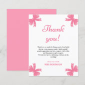 Roze Bow Vrijgezellenfeest Dank u kaart (Voorkant / Achterkant)