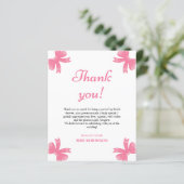 Roze Bow Vrijgezellenfeest Dank u kaart (Staand voorkant)