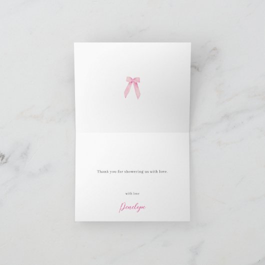 Roze Bow Vrijgezellenfeest Dank u kaart (Binnen)