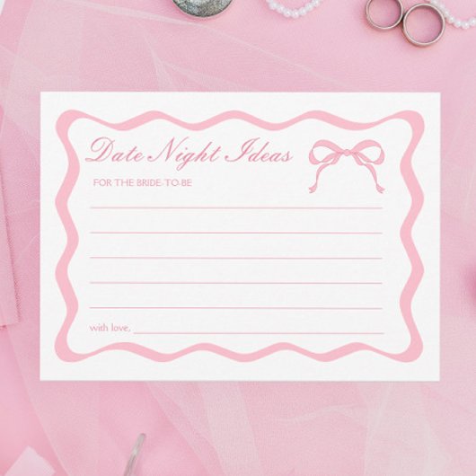 Roze Bow Vrijgezellenfeest Date Night Ideeën Kaart