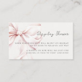 Roze Bow Vrijgezellenfeest Display Douche Informatiekaartje (Voorkant)