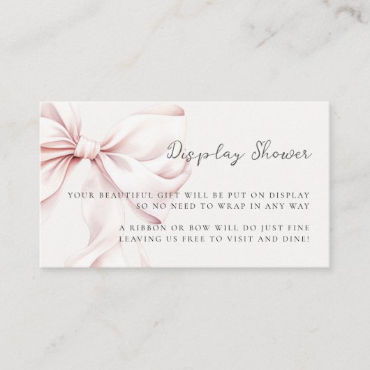 Roze Bow Vrijgezellenfeest Display Douche Informatiekaartje (Voorkant)