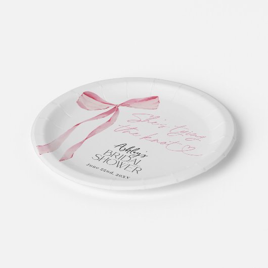 Roze Bow Vrijgezellenfeest, Elegant Vrijgezellenfe Papieren Bordje (Gekanteld)