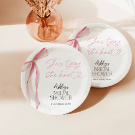 Roze Bow Vrijgezellenfeest, Elegant Vrijgezellenfe Papieren Bordje