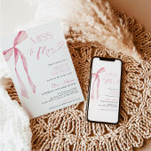 Roze Bow Vrijgezellenfeest Invite | Boho Ribbon Br Kaart